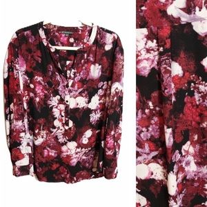 Adrianna Papell Watercolor Floral Blouse